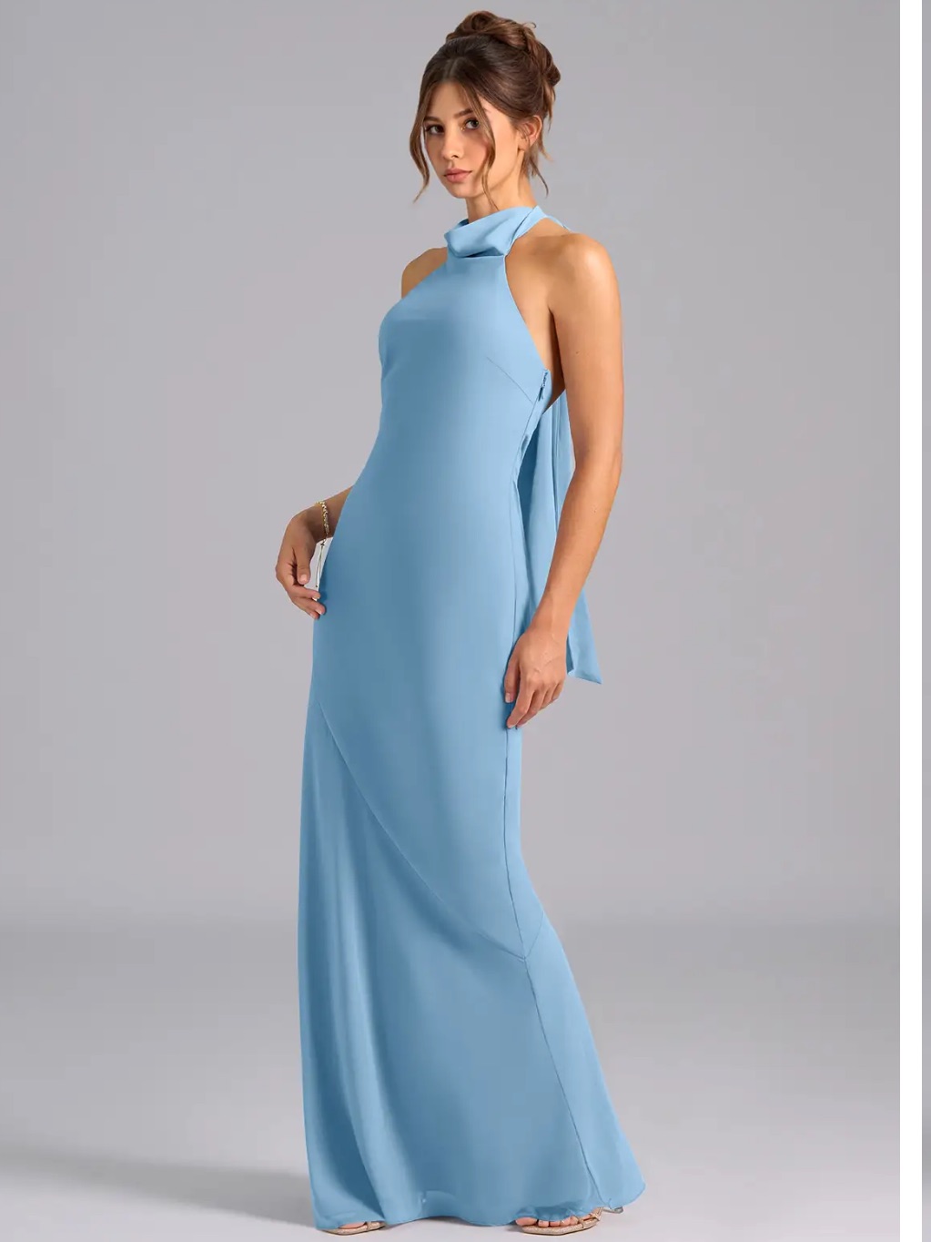 Azazie Light Blue Halter Maxi Dress
